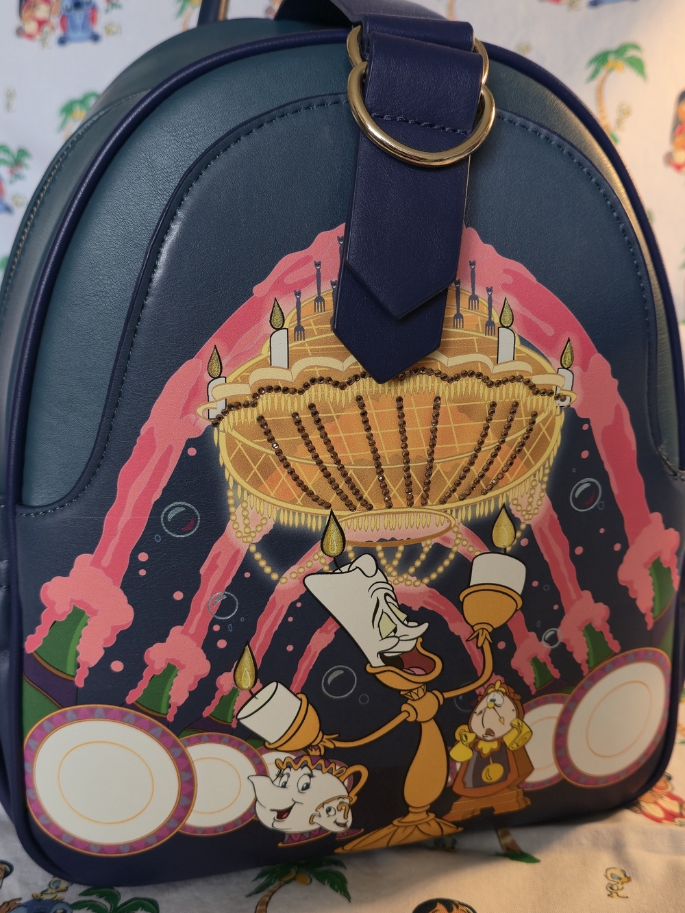 Our Universe Disney Beauty and the Beast Lumière & Chip Navy Mini Backpack